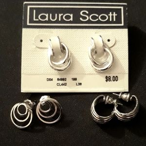Laura Scott  Earrings.. 3 pair..silver/ white